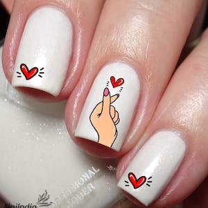 Finger Heart Nail Art Decal Sticker