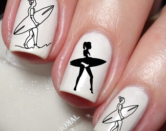 I Love Surfing Nail Art Decal Sticker