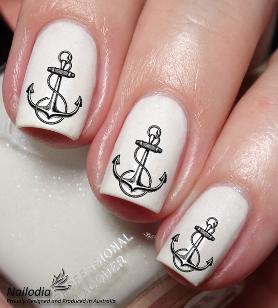 Sailing Nautical Anchor Nail Art Decal Sticker Etsy