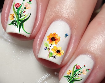 Watercolor Flower Nail Art Decal Sticker