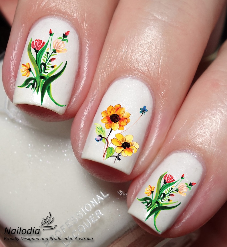 Watercolor Flower Nail Art Decal Sticker Etsy