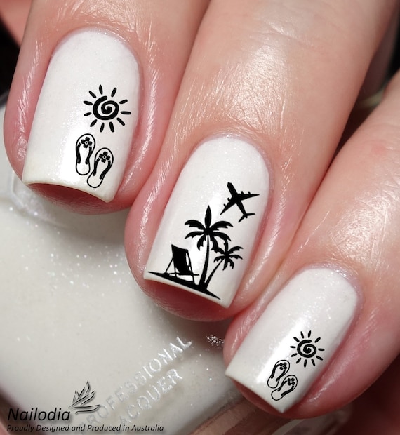 Summer Beach Vacation Nail Art Decal Sticker Etsy UK