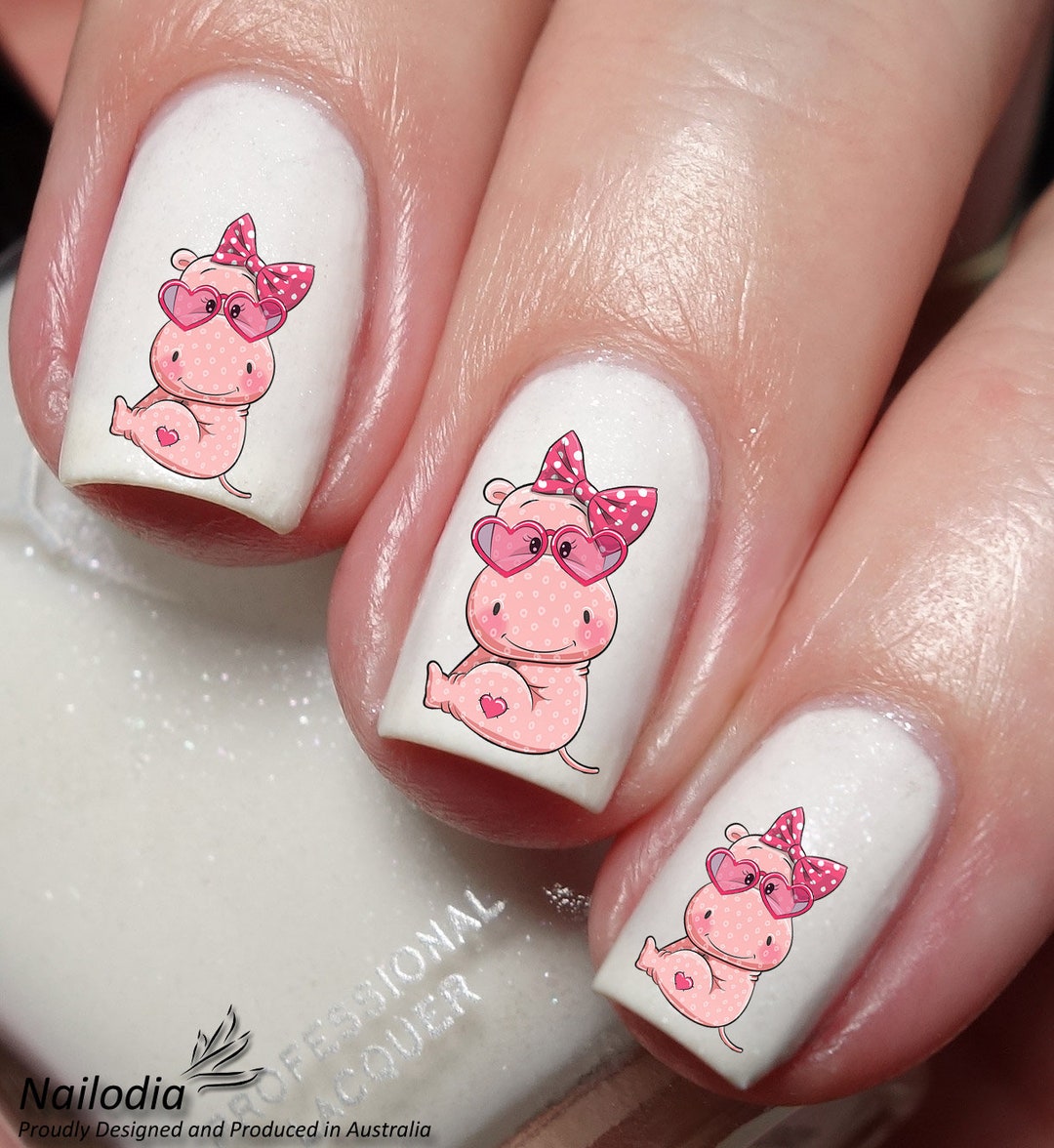 Cute Hippo Collection Nail Art Decal Sticker Etsy