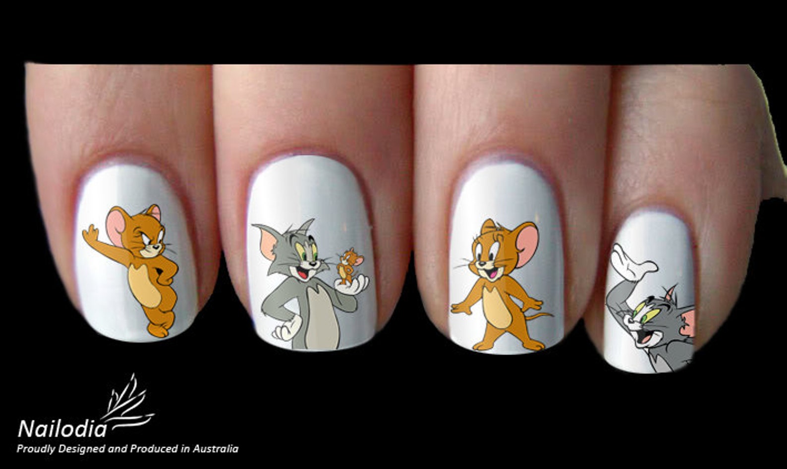 Tom Jerry inspirado Nail Art Water Transfer Decal Wrap Sticker Etsy