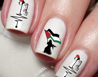 I Love Palestine Nail Art Decal Sticker