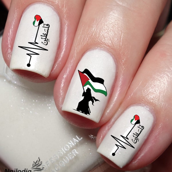 I Love Palestine Nail Art Decal Sticker