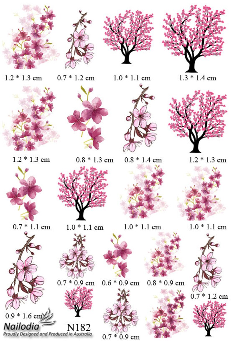 Cherry Blossom & Tree Nail Art Decal Sticker Etsy