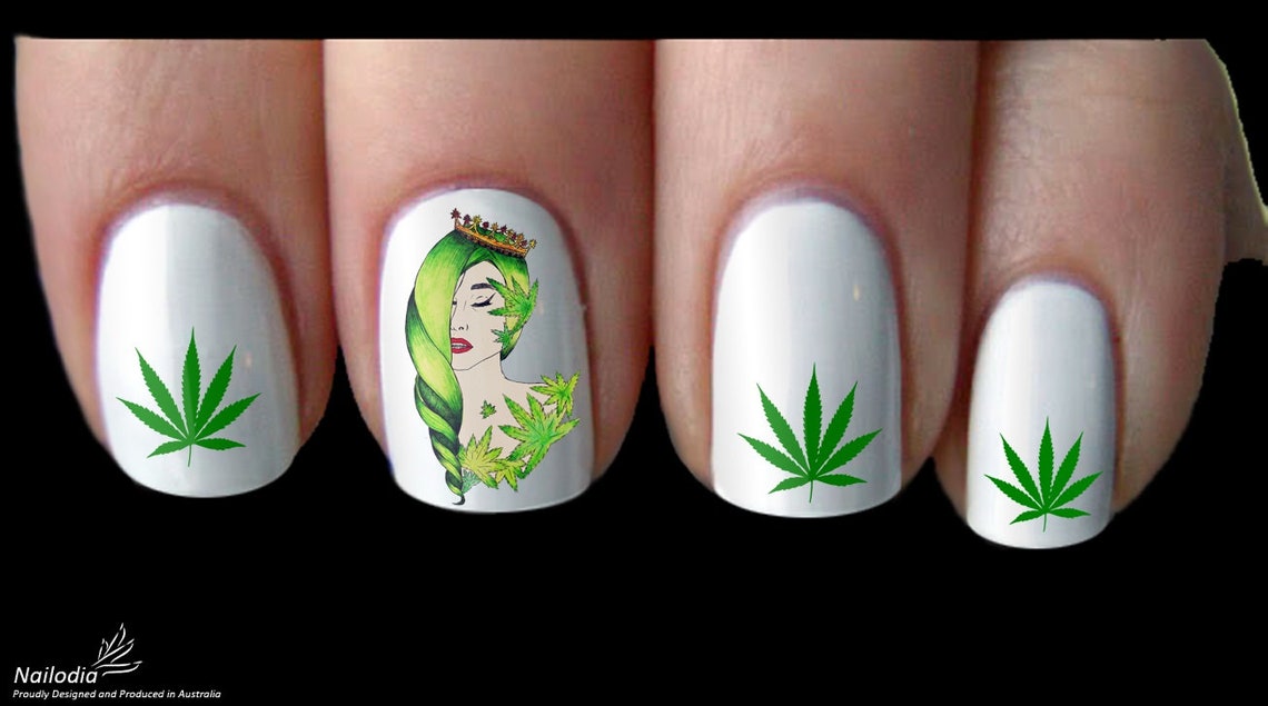 Cannabis Weed Marijuana Smokers Nail Art Decal Sticker Etsy
