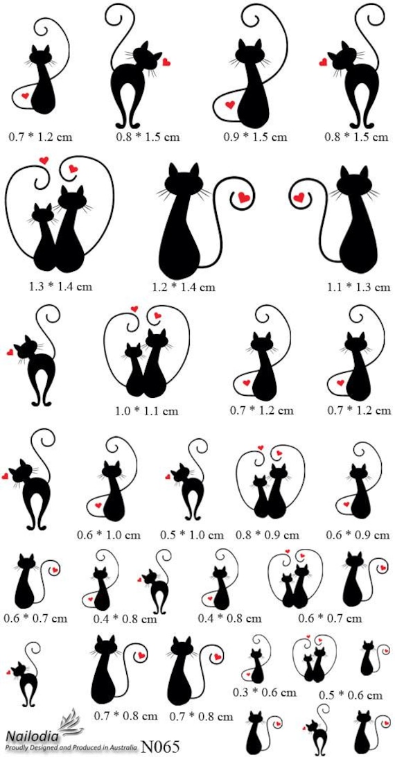 Stickers Décalcomanies Pour Ongles - Motif Chats Argenté - Réf Y 057 - Neuf