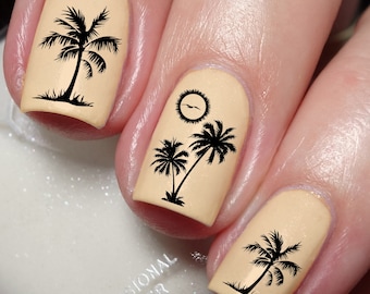 Stickers Pour Ongles 3D - Motif Palmier Argenté - Référence CB-047 - Neuf