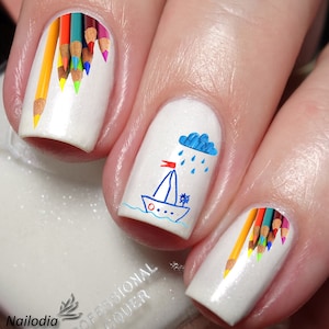 Colored Pencils Kids Paintings Nail Art Decal Sticker