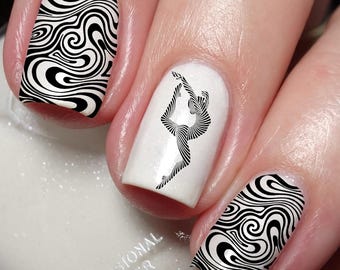 Sexy Lady Linework Nail Art Decal Sticker