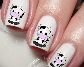 Cute Baby Cow Cattle Nail Art Decal Sticker