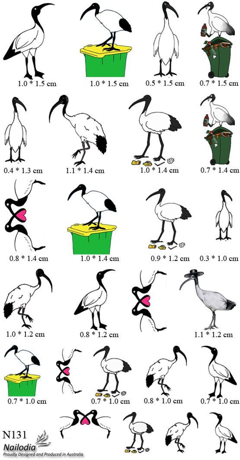 Bin chicken Ibis Nail Art Decal Sticker image 6