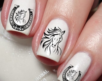 Calcomanía para uñas con diseño de herradura de la suerte