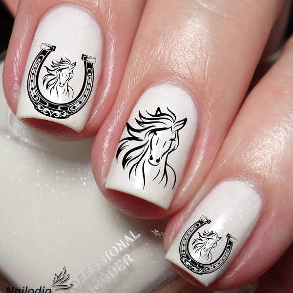 Lucky Horse Shoe Nail Art Decal Sticker