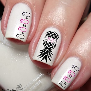 Upside down Pineapple Swinger Couple Married with Benefits Nail Art Decal Sticker