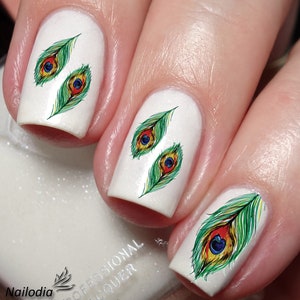 Peacock & Feather Nail Art Decal Sticker - Etsy