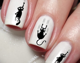 Black Cats Lovers Nail Art Decal Sticker