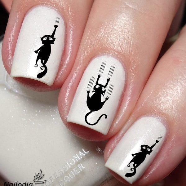 Black Cats Lovers Nail Art Decal Sticker