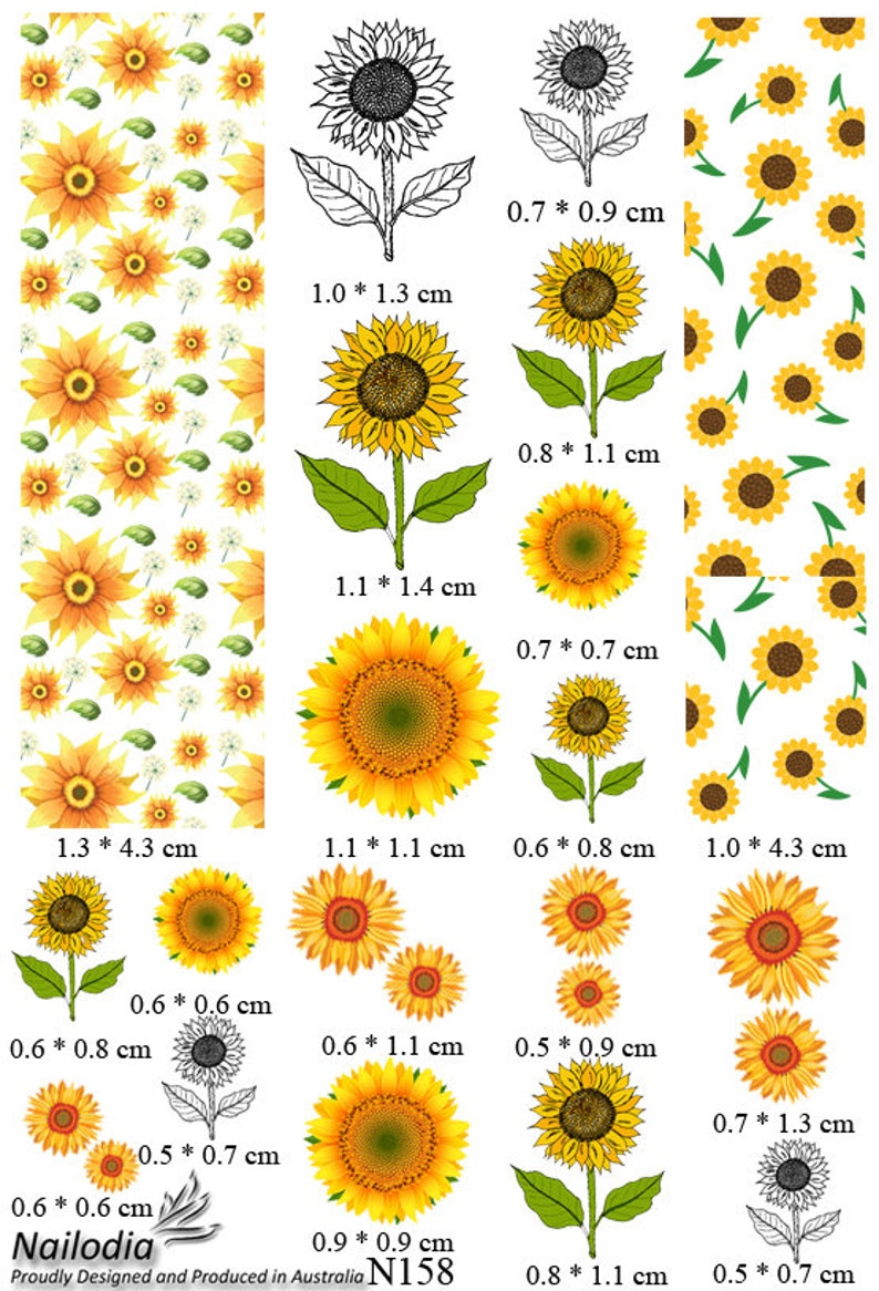 Sunflower Nail Art Decal Sticker - Etsy