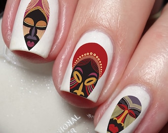 African Paintings Nail Art Decal Sticker