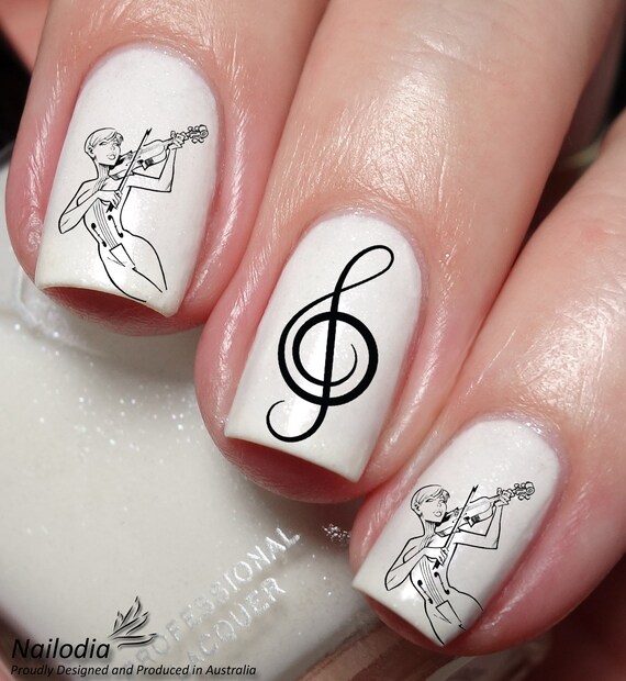 Violin Players Nail Art Decal Sticker Etsy