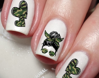 Calcomanía de uñas de mamá militar