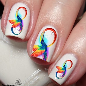 Regenbogen Feder Vogel Nail Art Aufkleber Sticker