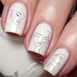 Abstract Woman Face Nail Art Decal Sticker
