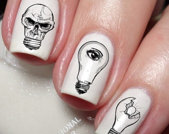 Bulb Skull Nail Art Decal Sticker