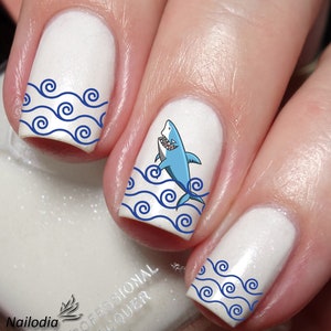 Cute Crazy Shark Nail Art Decal Sticker