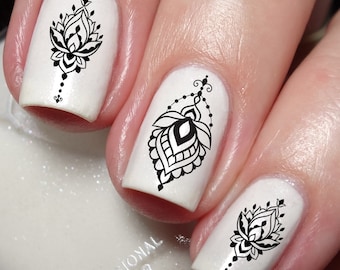 Lotus Buddha Flower Nail Art Decal Sticker