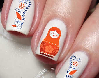 Pegatinas para uñas con forma de muñeca rusa apilable