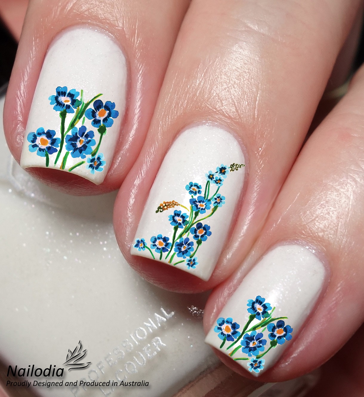 Watercolor Blue Flower Nail Art Decal Sticker Etsy