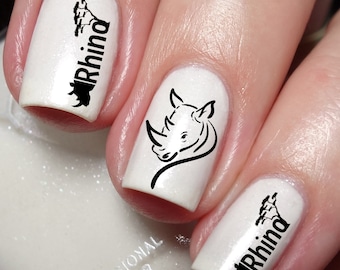 Rhino Lovers Nail Art Decal Sticker