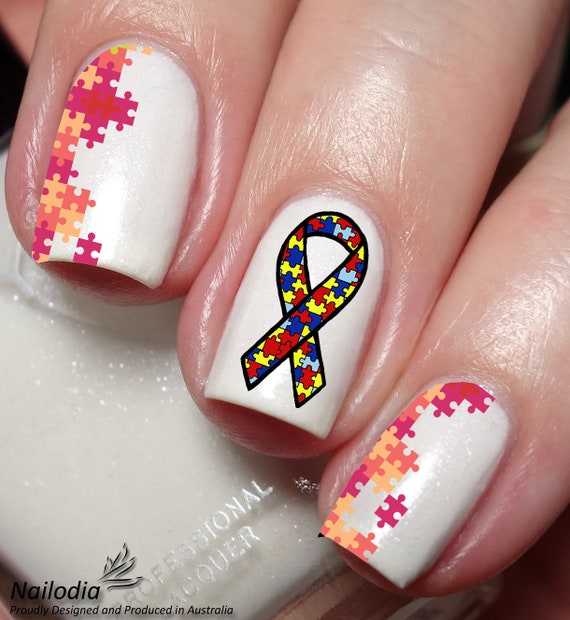 Nail Art 6506 Autism Awareness MOM Puzzle Pieces Waterslide Nail Decal  Transfers | eBay