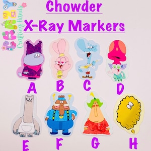 Chowder student X-ray Markers, X-ray markers, lead X-ray markers, rad tech, imaging markers, rad tech gifts,fun Xray markers, cartoon marker