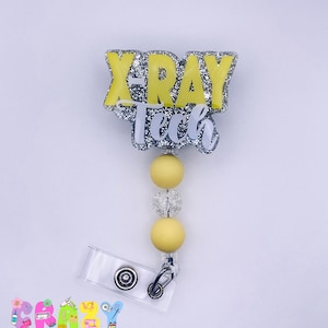 2in Yellow Xray Tech badge reel, badge holder, badge clip, radiology student gift, xray student gift, grad gifts, nurse gift,rad tech gift