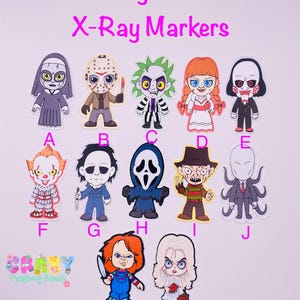 Horror movies character X-ray Markers, lead X-ray markers, rad tech, imaging markers, rad tech gifts, image indicator,fun Xray markers, Xray