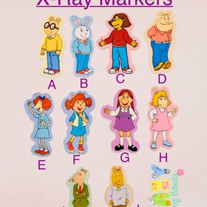 Arthur X-ray Markers, lead X-ray markers, rad tech, imaging markers, rad tech gifts,fun Xray markers, cartoon marker, student markers, gift