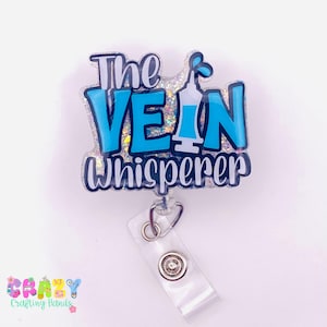 2 en el carrete de insignia de letra azul de susurrador de vena, carrete de insignia intercambiable, regalos de enfermera, carrete de insignia de enfermera, carrete de insignia de rayos X, clip de insignia médica