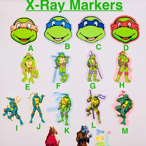 TMNT turtle ninja student X-ray Markers, lead X-ray markers, rad tech, imaging markers, rad tech gifts,fun Xray markers, cartoon marker