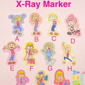 Liz Mccguire X-ray Markers, lead X-ray markers, rad tech, imaging markers, rad tech gifts, image indicator,fun Xray markers,cartoon marker