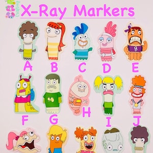 Hooks with fish X-ray Markers, lead student X-ray markers, rad tech, imaging markers, rad tech gifts,fun Xray markers, cartoon marker,XR