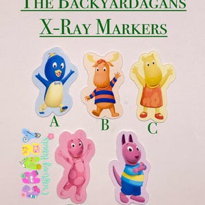 Backyardigans Friends X-ray Markers, lead X-ray markers, rad tech, imaging markers, student  rad tech gifts,fun Xray markers, cartoon marker