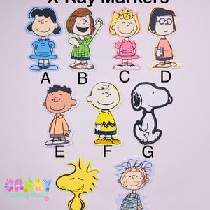 Charlie Brown X-ray Markers, lead X-ray markers, rad tech, imaging markers, rad tech gifts, image indicator,fun Xray markers,cartoon marker