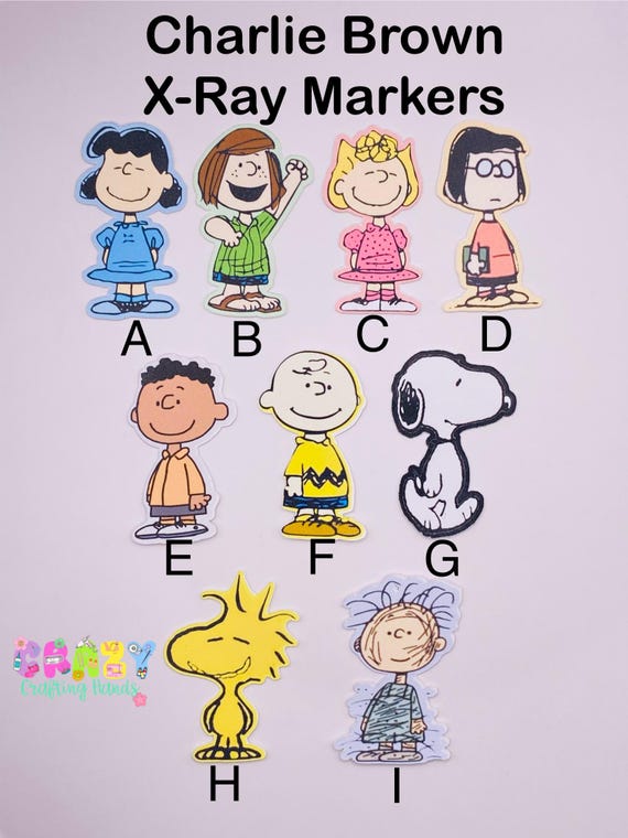 Charlie Brown X-ray Markers, lead X-ray markers, rad tech, imaging markers, rad tech gifts, image indicator,fun Xray markers,cartoon marker