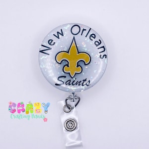 2in New orleans saints badge reel, nfl badge reel, sports badge reel, football badge reel, nurse badge reel, interchangeable badge reel,xray