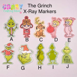 The Grinch X-ray Markers, lead X-ray markers, rad tech, imaging markers, rad tech gifts, image indicator,fun Xray markers,cartoon marker